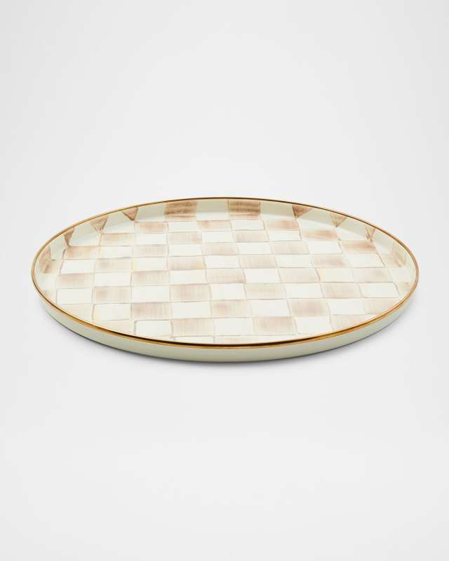 Mocha Check Round Tray
